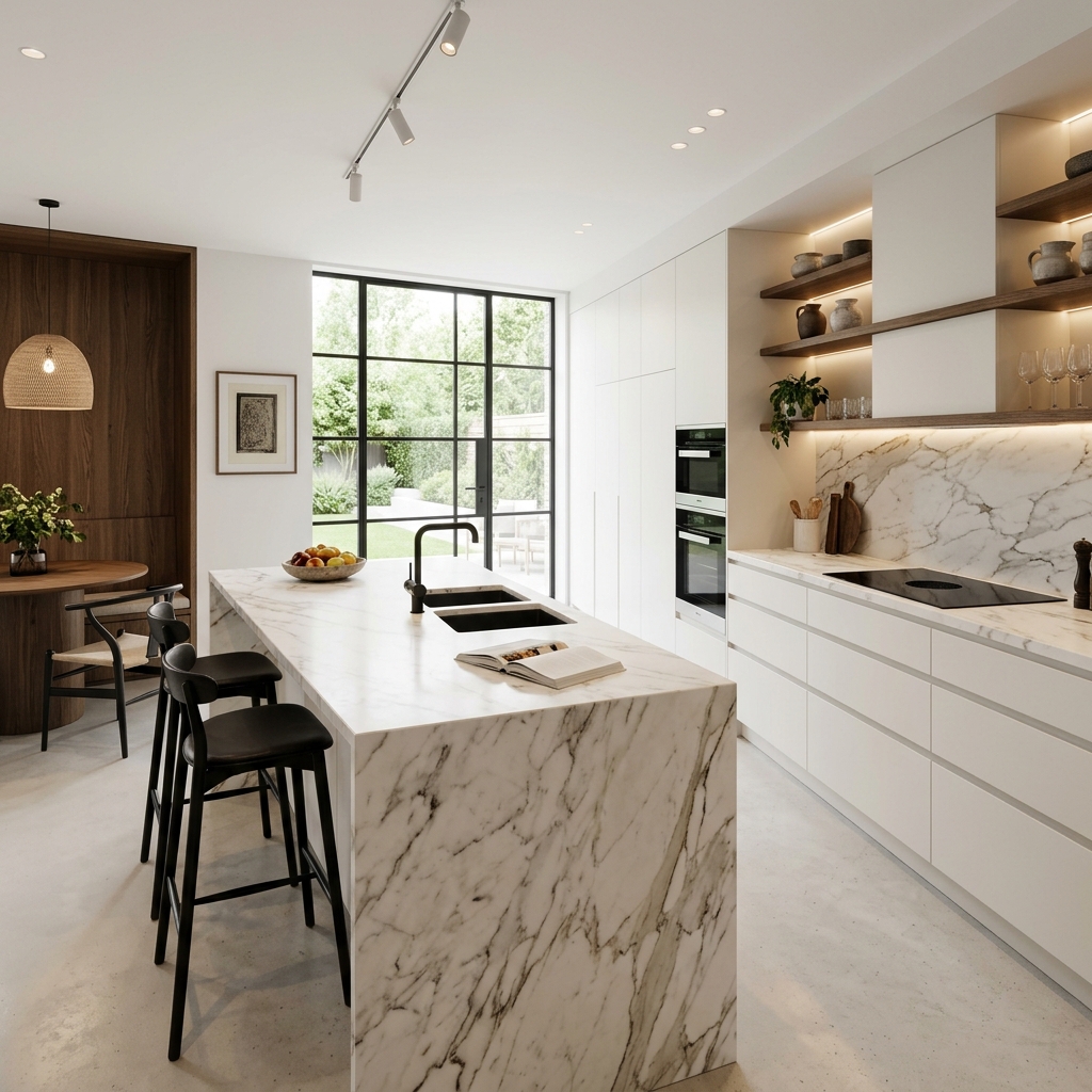 Cozinha planejada de luxo com iluminação em led escuro